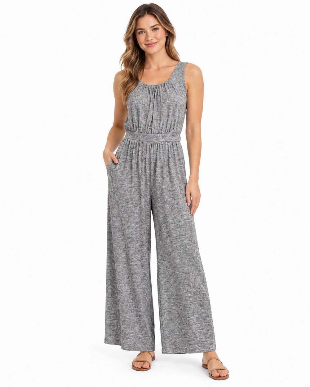 Meadow Rue Anthropologie XS Metallic Silver Wide Leg Jumpsuit Tie Waist